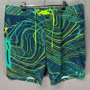 Under Armour Storm Shorts Mens 36 Blue Green Board Swim HeatGear